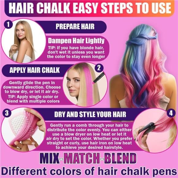 Dustless Hair Chalk Gifts for Girls Makeup Kit, Gift for Teen Girl main image 5